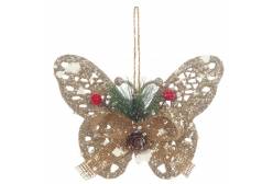Украшение новогоднее Бабочка, цвет: золото, 16x16x12 см