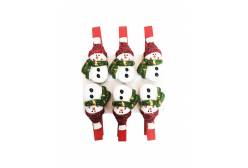 Набор новогодних украшений-прищепок Снеговики в шарфиках, 6 штук