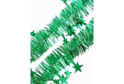 Новогодняя мишура Зеленые звезды, 5x200 см