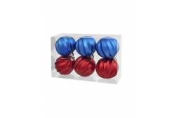 Набор новогодних подвесных украшений Ассорти красное, голубое, 6x6x6 см, 6 штук, арт. 87762